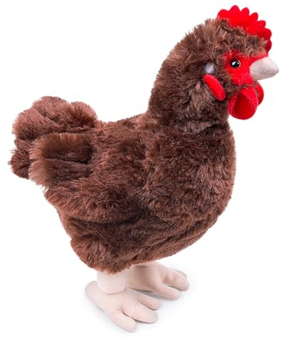 Tiny Heart Simulation von Braun Henne Plüschtieren, Chicken Garnelentierspielzeug der Cambrian Ancient Plush Series,geeignet für Heimdekoration, Tier-Ankleideparty 12.5in/32 cm