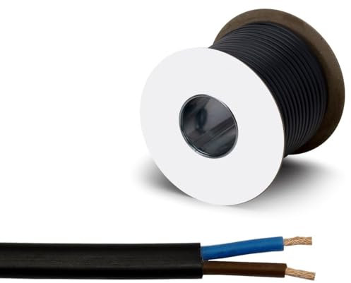 2 CORE ELECTRICAL FLAT CABLE TWIN FLEX WIRE BLUE BROWN FLEXIBLE 1-42A (2.5mm² (1m length))