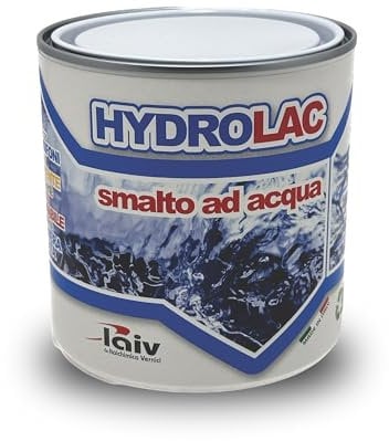 laiv Smalto Acrilico all'Acqua per Interni ed Esterni – 0,75 LITRI - Inodore, Rapida Essiccazione, Non Infiammabile – Uso Professionale Ecologico - Hydrolac - Nero Satinato