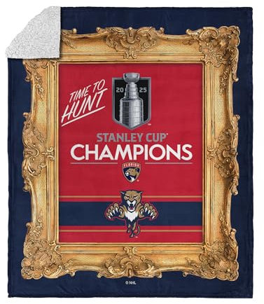 Florida Panthers Stanley Cup Champions Portrait Silk Touch Sherpa Throw Blanket – Official NHL Licensed, 50x60 Inches, Ultra Soft Plush Fleece, Cozy, Warm, Decorative, Soft, Bed Sofa Home Decor Gift