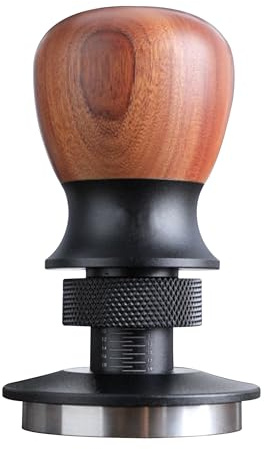 VINATO Kaffee Tamper 53.3mm – Professioneller Espresso Tamper Mit Walnussgriff, 304 Edelstahlbasis, Einstellbarer Tiefe Und 30lbs Konstantem Druck