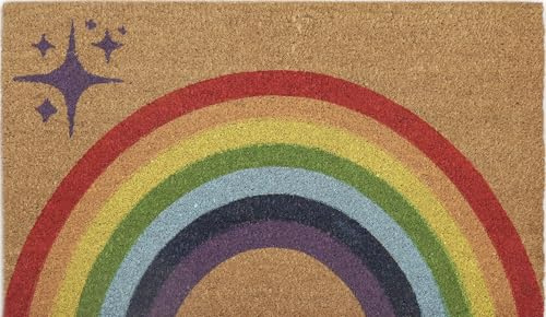 COCONIQ Coir Door Mats 43x76 cm, Non-Slip Sturdy, PVC Backed Heavy Duty, Easy to Clean, Ideal for Door Entrance, Patio, Porch, Backyard, Garages, Sparkle of Rainbows