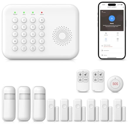 XNH 4G+WiFi Alarmanlage Haus, 13-teiliges, Einbrecher System kabellos, Sicherheitssets für zu Hause mit Tür- und Fenstersensoren, Bewegungsmeldern, Erweiterbar - kompatibel mit Alexa,Google Assistant