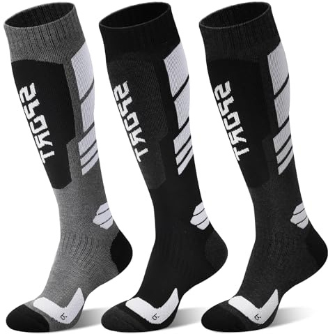 Ski Socks - 3 Pairs Warm Merino Wool Snowboard Socks Thermal Sock for Mens