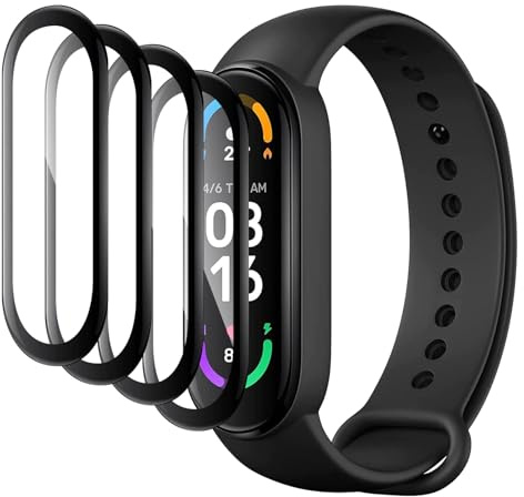 DXULWLM 4 Piezas Protector de pantalla compatible con Xiaomi Mi Band 6,HD transparente,3D Cobertura Completa,Sin Burbujas,Anti-Arañazo Protector de Pantalla