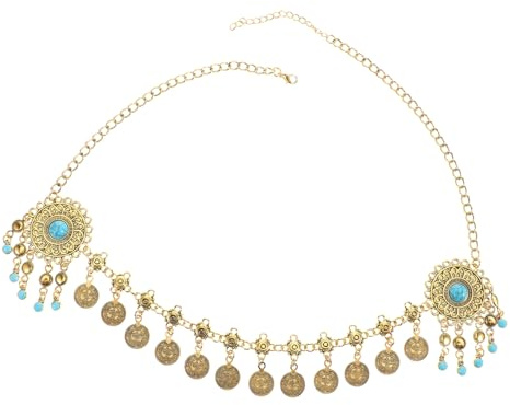 Vintage Runde Blumen Frontschmuck Zinklegierung mit Kunststein Gold | Boho Kopfschmuck, Metallschmuck für Damen, Braut Kopfschmuck für Partys und Feiertage