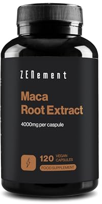 Andinsk Maca 4000 mg - 0,6% Macaener & Macamider - 120 Veganska Kapslar | Peruansk Maca Rotextrakt 10:1 - för Män & Kvinnor - Utan Tillsatser - 1 per Dag, 4 Månader - Zenement