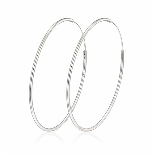 MOROTOLE Creolen Silber 925 für Damen 14 Karat Vergoldete Gold/Silber Endlos Creolenes Hypoallergene Große Ohrringe Gold Silber Creolen 30/40/50/60/70 mm