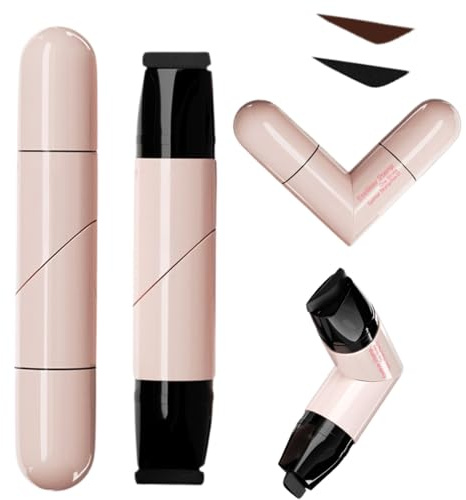 2PCS Eyeliner Stamp Set Black & Brown, 2025 New Foldable Eyeliner Pencil with Rotating Eyeliner Wing Stamp, Waterproof Gel Eyeliners Tool, Smudge Proof Quick-Dry Eyeliners for Beginners