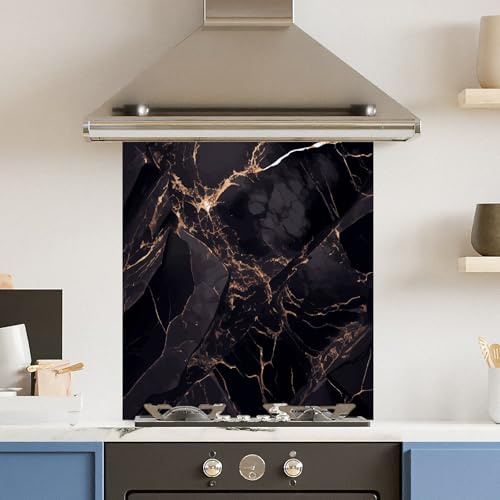 Premium 60 x 70cm Dark Marble 6mm Glass Toughened Kitchen Splashback