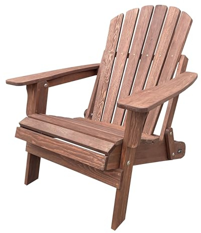 AXI Rosalie Adirondackstuhl aus Holz in Coffee | Gartenstuhl/Loungestuhl/Adirondack Stuhl / 100% Hemlockholz für 1 Person mit Armlehnen & hoher Rückenlehne | 75,5 x 86,5 x 85 cm