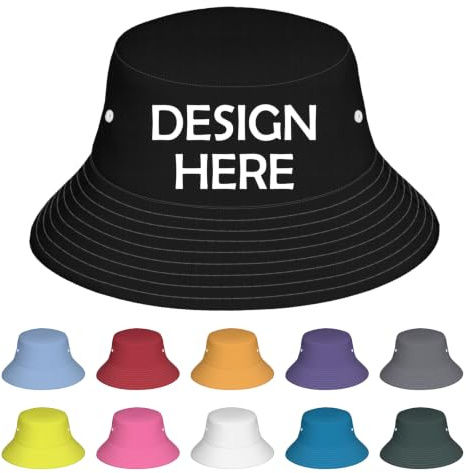Fischerhut Personalisiert Anglerhut Selbst Gestalten mit Text Foto Sonnenhut Strandhut Bucket Hat Outdoor Sommerhut für Männer Frauen Atmungsaktiv Fischer Hut für Festival Zubehör Camping Reisen