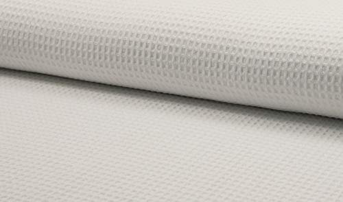 Fabrics-City SCHWER WAFFELPIQUE WAFFELPIKEE BAUMWOLLE PIQUÉ 1CM STOFF STOFFE, 4383 (Weiß)