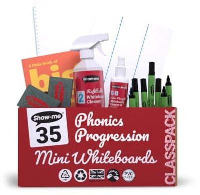 Show-me C/PPB Phonics Progression Dry wipe Boards, Class Kit (Pack of 35)