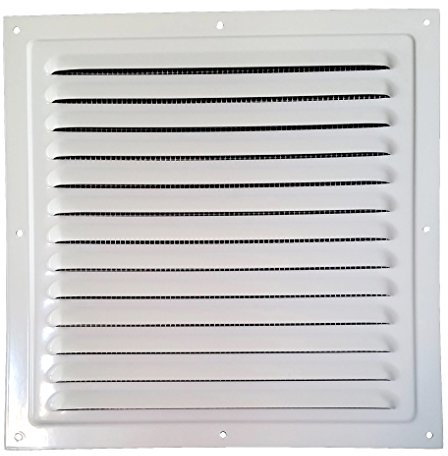 Rejilla de ventilación metálica con mosquitera, entrada y salida de aire