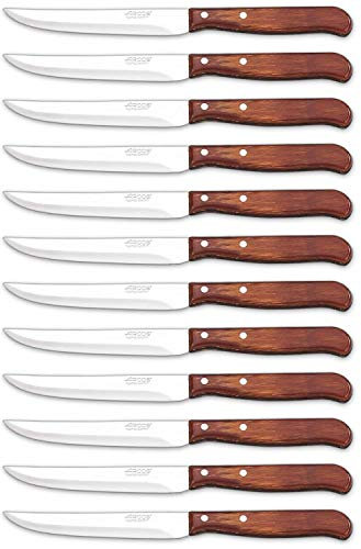 Arcos Cuchillo para Verduras de 4 Pulgadas con Hoja de 105mm en Acero Inoxidable y Mango de Madera. Cuchillo para Vegetales Apto para Lavavajillas. Serie Latina. Color Marrón