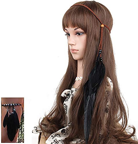 Set von 2 Gypsy Hippie Feder Haarband Kopfschmuck und Armband Bohemian mit (B#)