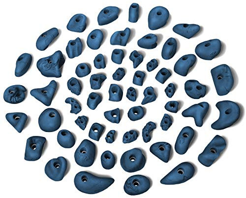 ALPIDEX 60 Klettergriffe | Kletterfläche 4-8 m² | Griffe Größen L, M, S, XS | Starterset | Klettersteine | Klettergriffset - Farbe:Blue-Black