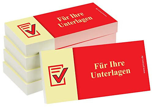 PRICARO Haftnotizen Für Ihre Unterlagen, rot, 100 Blatt, 5 Stück
