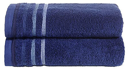 PANA Frottier-Serie Jasmina • Frottee Handtücher Set • weicher Badteppich • 100% Baumwolle • Ökotex Zertifiziert • Set: 2 Handtücher • Farbe: Blau