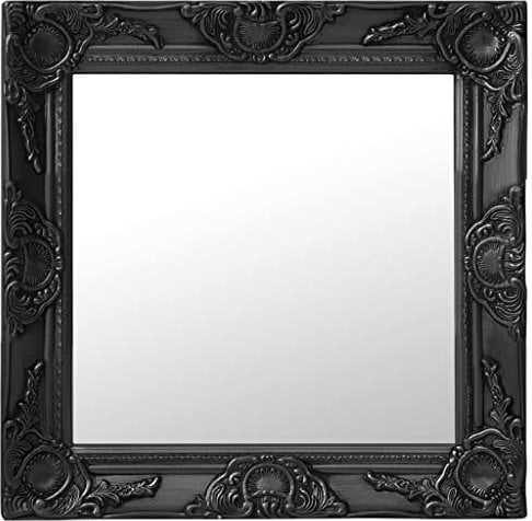 vidaXL Wandspiegel im Barock-Stil Antik mit Montagehaken Hängespiegel Dekospiegel Badspiegel Spiegel Flurspiegel Garderobe 50x50cm Schwarz
