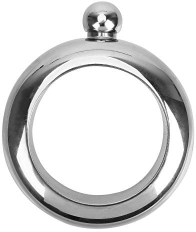 NOPNOG Brazalete de 100 ml, botella de vino redonda, para whisky, vodka, portátil, acero inoxidable (plata)