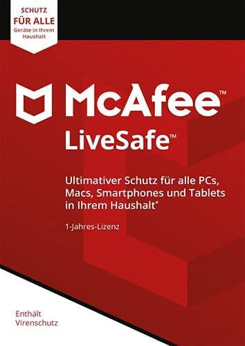 McAfee Livesafe 2021 - Eine unbegrenzte Anzahl an Geräten - 1 Jahr - PC/Mac/Smartphone/Tablet | Aktivierungscode per Post