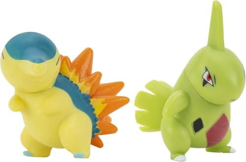 Pokémon PKW0140 - Battle Figure Pack - Feurigel & Larvitar, offizielle bewegliche Figuren, je 5 cm