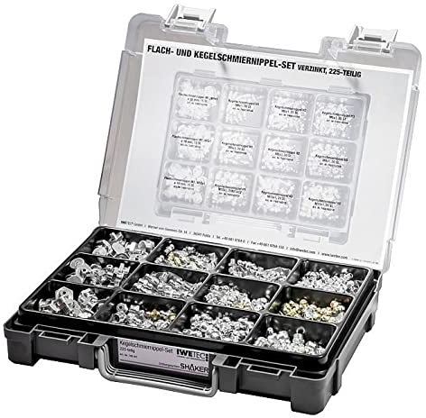 Iwetec Flach- und Kegelschmiernippel-Set 225-teilig