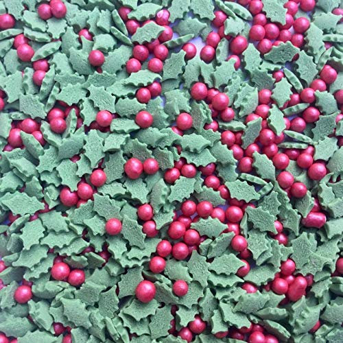 TRTO 25 Gram Holly and Berries Color Party Treats Cupcake Sprinkles Edible Sugar Xmas Cupcake Cake Toppers Decoration With Attractive Looks