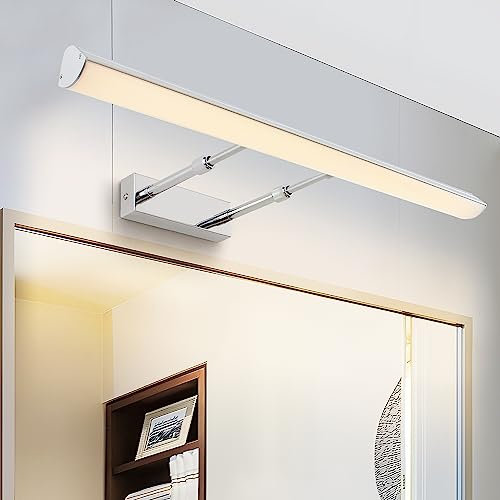 MantoLite Led Wandleuchte, Bilder Innenbeleuchtung Mit Schwenkbarem Lampenkopf Einstellbare Länge,Waschtisch Badezimmer 60cm 12w Spiegel Leuchten, IP44 3000K Chrom Leseleuchte Bilder Leuchte Fixture
