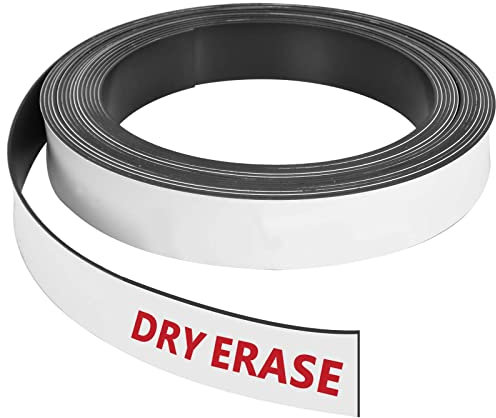Colexy Beschreibbare Magnet-Etiketten, Magnetstreifen Weiß, Magnetische Etiketten, Abwischbare, Schneidbar Magnetschilder für Whiteboards, Kühlschränke, Magnettafeln Metallschränke (5m x 2cm)
