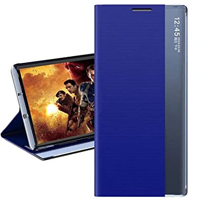 COQUE Étui pour Apple iPhone 14 Pro Max étui à Rabat,Support de visualisation latéral, étui de Protection en Silicone Souple Ultra Mince pour Apple iPhone 14 Pro Max-Bleu