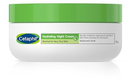 Cetaphil Hyaluronsäure Nachtcreme, 50 ml, Feuchtigkeitspflege für empfindliche Haut, spendet über Nacht, nicht fettend