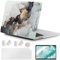 MUSHUI 4 in 1 Hülle Kompatibel mit MacBook Air 13.6 Zoll 2025 2024-2022 (M4 A3240 M3 A3113 M2 A2681), Ultradünne Hartschale Schutzhülle Snap Case & Tastaturschutz & Schutzfolie, Schwarzes Gold Marmor