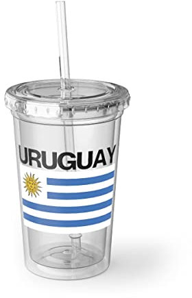 Taza de plástico de 16 onzas motivacional Uruguay Prideful Appreciation Puns Mujeres Hombres Ilustración hispana Bandera Uruguaya América Latina 16 oz / Transparente