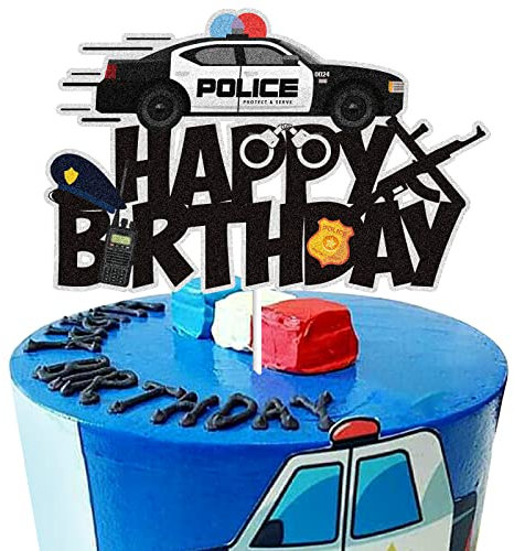 Police Happy Birthday Cake Topper Policeman Police Officer Cake Decoration Police Car Birthday Party Supplies For Children Boys