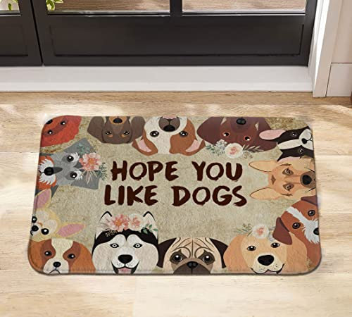 Generic Hope You Like Dogs Doormat, 24x16 Inch, Modern Dog Print, Waterproof, Non-Slip, Machine Washable, Perfect for Entryway/Porch, Bedroom, Kitchen, Both Indoor/Outdoor Use