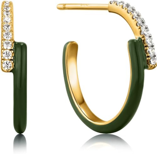 Ania Haie Damen-Ohrstecker 925er Silber Zirkonia One Size, Grün 32018182