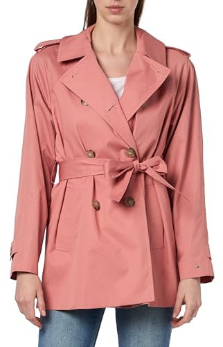 Tommy Hilfiger Damen Mantel Cotton Short Trench Trenchcoat, Rosa (Teaberry Blossom), 40