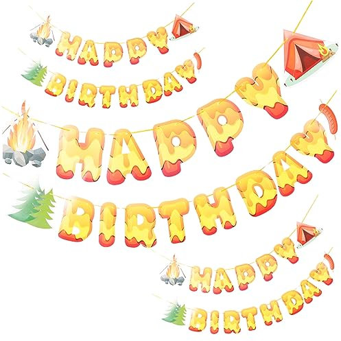 Abaodam Bandiere per Feste BBQ 3 Pezzi Bandierine di Compleanno A Tema BBQ per Uso Ed Esterno