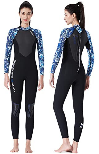 Owntop Muta per Donna Gioventù - Muta da Immersione Completa, 3/2mm Neoprene Mute Umide Maniche Lunghe Addensare Termico Chiusura Regolabile sul Collo UV 50+, XXL
