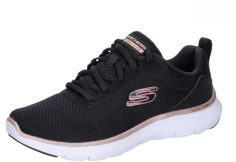 Skechers Femme Flex Appeal 5.0, Black Mesh Rose Gold Trim, 37 EU
