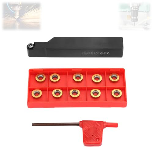 Outil de Tour CNC SRAPR1616H10, Lames RPMT10T3MO Insère un Porte-outil de Tournage de Tour, Outil de Tournage en Métal CNC avec clé et Porte-outil