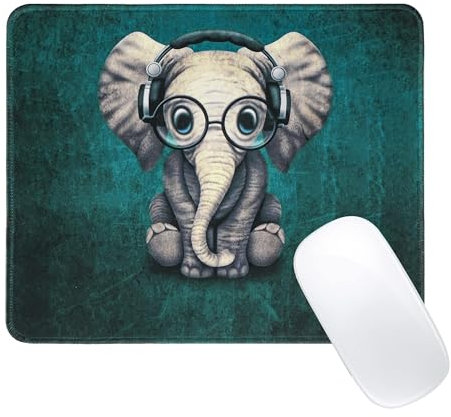 CAIRIAC Elephant Mouse Pad, Cute Computer Mouse Mat, Rectangular Non-Slip Rubber Base Travel Mousepad for Computer Laptop PC Gaming Working Office Home (Green, 11.8 x 9.8 Inch)