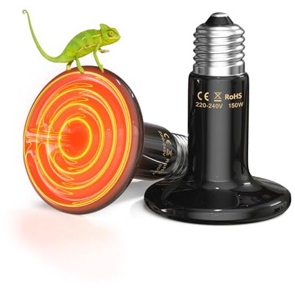 TobeBright 150W lampe chauffante poussin en céramique, Ampoule chauffante sans lumière pour tortue, lampe chauffante terrarium pour reptile pour dragon barbu, lézard, poussin-2Pack