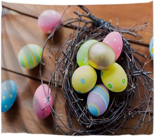 Tizhweqo Wandteppich 3D Ostern, Wandbehang Gross Ostereier, Wandtuch Ostern Tapisserie Tapestry für Schlafzimmer Wohnzimmer Wohnheim Deko 180x200 cm GT1780