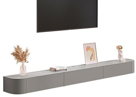XRRJFYH Meuble TV Suspendu Meuble Télé Bois Meuble Tele Mural Meuble TV Blanc Laqué Table Television Salon avec Rangement (Color : Gris, Size : 160cm/63in)
