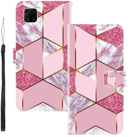WUACYEAMING für ZTE Smartphone AXON 11 5G Hülle Premium PU Leder Flip Klappbare Stoßfeste Magnetische Schutzhülle Tasche mit Kartenfach Geld Slot Ständer Marmor