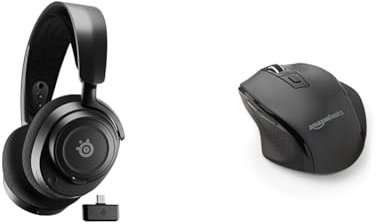 SteelSeries Arctis Nova 7 - Wireless Gaming-Headset mit Multi-System-Kompatibilität & Amazon Basics Ergonomische kabellose USB Maus - DPI einstellbar - Schwarz